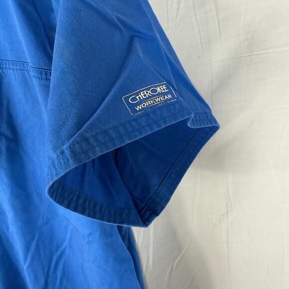 Cherokee Scrub Top Lot of 2 Unisex XL Pockets Nursing Medical Blue Gray - Picture 10 of 12